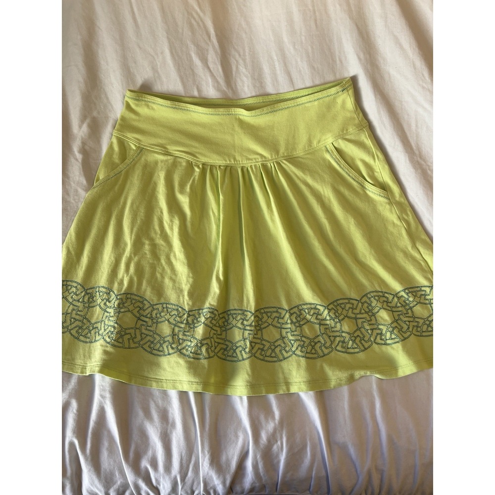 Title Nine Glamour Skort Lime Green Celtic Print Active Skirt Pockets Size M